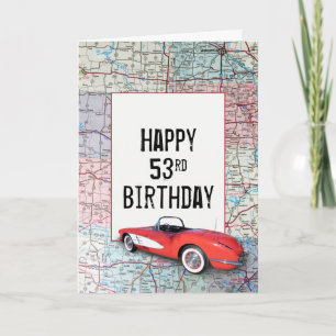 53. Geburtstag Retro Corvette auf Karte
