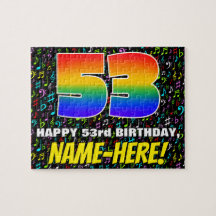 53. Geburtstag — Spaß, bunte Musiksymbole & "53"