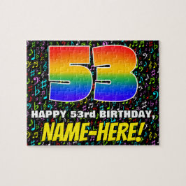 53. Geburtstag — Spaß, bunte Musiksymbole & "53" Puzzle