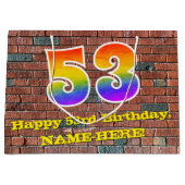 53. Geburtstag: Spaß, Graffiti-Inspiriert Regenbog Große Geschenktüte (Vorderseite)