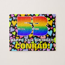 53. Geburtstag — Spaß, Liebende Herzformen + "53"