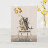 53. Geburtstagsballons und Tabby Cat Karte (Gelbe Blume)
