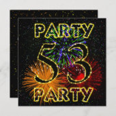 53. Geburtstagsfeier Einladung mit Feuerwerk (Vorne/Hinten)