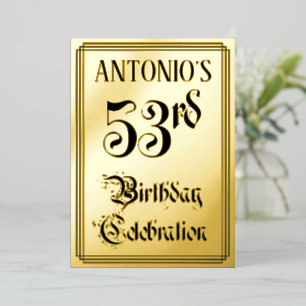 53. Geburtstagsfeier — Elegante Schrift + Benutzer Folieneinladung