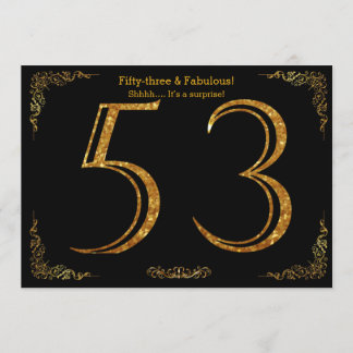 53. Geburtstagsfeier,Gatsby-Styl,schwarzer Glitzer Einladung