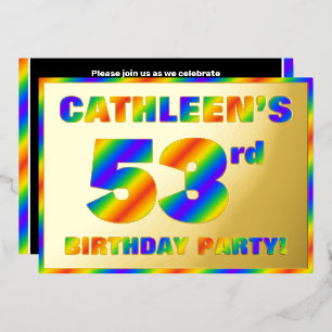 53. Geburtstagsfeier — Lustiges Regenbogen-Spektru Folieneinladung