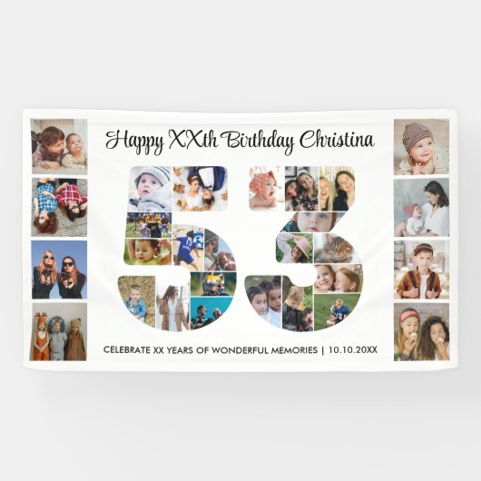 53. Geburtstagsfeier Nummer 53 Fotocollage Banner (Horizontal)