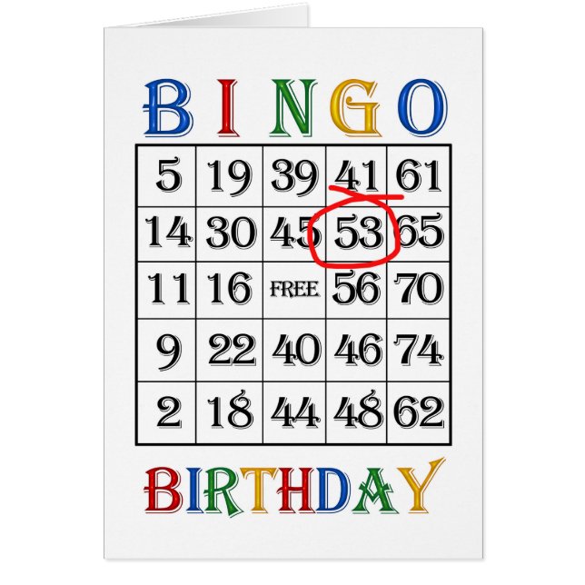 53. Geburtstagskarte Bingo (Vorne)