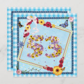 53. Geburtstagsparty Einladung Blume, Schmetterlin (Vorne/Hinten)