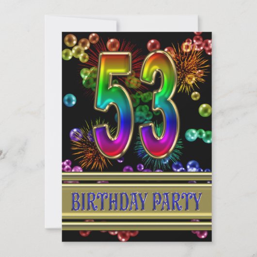 53. Geburtstagsparty Einladung mit Blasen (Vorderseite)