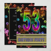 53. Geburtstagsparty Einladung mit Blasen (Vorne/Hinten)