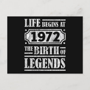 53 Jahre alt 1972 Geburt einer Legende 53. Geburts Postkarte