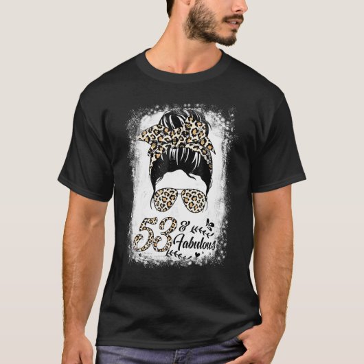 53 Jahre alt Fabulous Messy Bun Leopard 53. Geburt T-Shirt (Vorderseite)