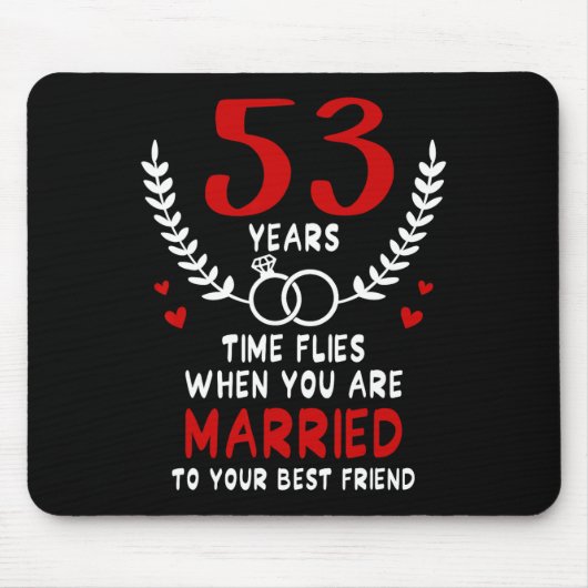 53 Jahre Fliegen Verheiratet zu den besten Freunds Mousepad (Vorne)