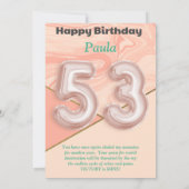 53-jährige Mädchen Happy Birthday Card (Rückseite)