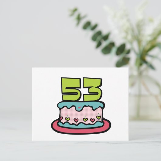 53-jähriger Geburtstagskuchen Postkarte (Stehend Vorderseite)