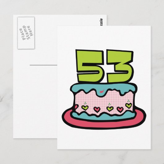 53-jähriger Geburtstagskuchen Postkarte (Vorne/Hinten)