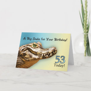 53rd Birthday card with a smiling alligator Karte
