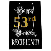 53rd Birthday Fancy Script; Falsch Gold Look; Name Mittlere Geschenktüte (Rückseite)