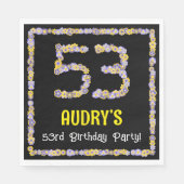 53rd Birthday: Floral Flowers Number, Custom Name Serviette (Vorderseite)