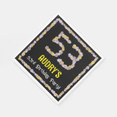 53rd Birthday: Floral Flowers Number, Custom Name Serviette (Ecke)