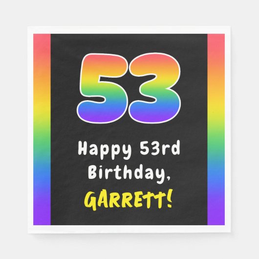 53rd Birthday: Rainbow Spectrum # 53, Custom Name Serviette (Vorderseite)