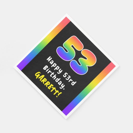 53rd Birthday: Rainbow Spectrum # 53, Custom Name Serviette (Ecke)