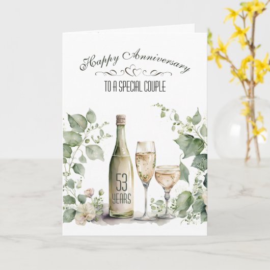 53rd Wedding Anniversary Wine and Ivy   Karte (Gelbe Blume)