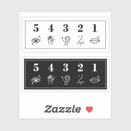 54321 Grounding Technique Anxiety Mental Health Aufkleber (Blatt)