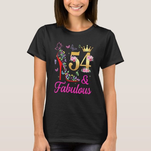 54 & Fabulous 54 Years Old 54. Bday Butterflies H T-Shirt (Vorderseite)