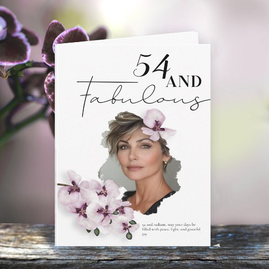 54 & Fabulous Orchid Photo Birthday Greeting Card Karte