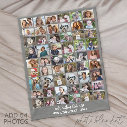 54-Foto-Collage-Raster - Benutzerdefinierter Text Fleecedecke