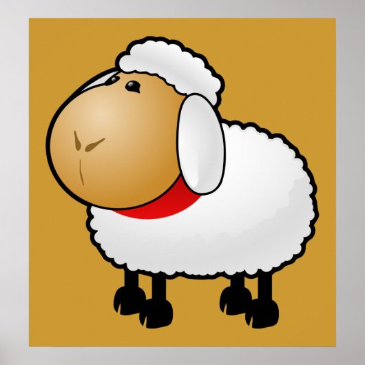 54-Free-Cartoon-Sheep-Clipart-Illustration Poster (Vorne)
