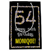 54. Geburtstag: Blumennummer, Individuelle Name, B Mittlere Geschenktüte (Vorderseite)