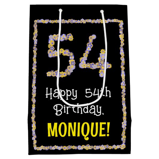 54. Geburtstag: Blumennummer, Individuelle Name, B Mittlere Geschenktüte (Rückseite)