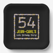 54. Geburtstag: Blumennummer, Individuelle Name, B Pappteller (Vorderseite)