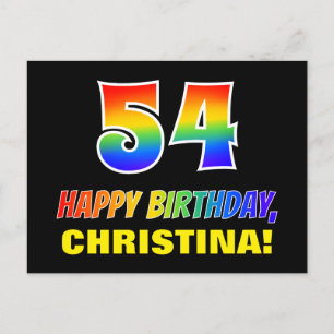54. Geburtstag: Bold, Fun, Simple, Rainbow 54 Postkarte