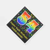 54. Geburtstag - Farbige Musiksymbole, Regenbogen  Serviette (Ecke)