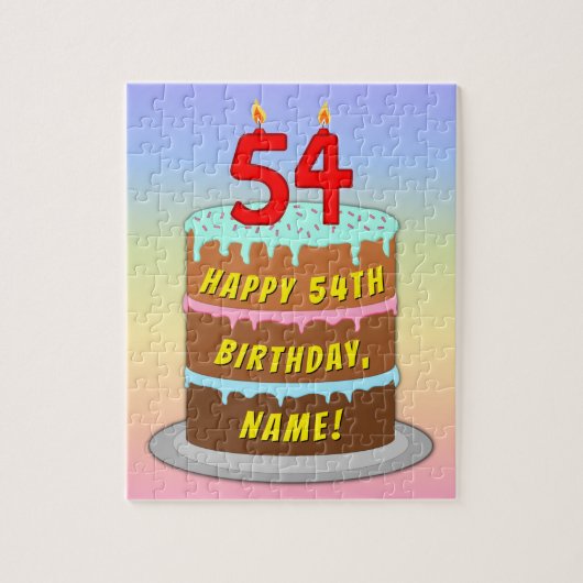 54. Geburtstag: Fun Cake and Candles + Individuell Puzzle (Vertikal)
