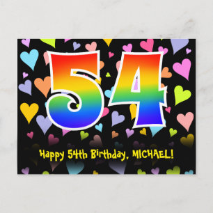 54. Geburtstag: Fun Hörmuster, Regenbogen 54 Postkarte