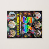 54. Geburtstag: Fun Rainbow #, Individuelle Name + Puzzle (Horizontal)