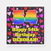 54. Geburtstag: Loving Hearts Pattern, Regenbogen Serviette (Vorderseite)