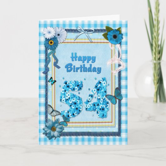 54. Geburtstag mit Scrapbook-Effekt Karte (Vorderseite)