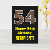 54. Geburtstag: Name, Imitate Holzkörnchen Muster Karte (Gelbe Blume)