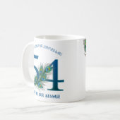 54. Geburtstag oder Jubiläum Pfauenfeder Kaffeetasse (Vorderseite Links)