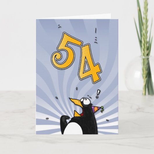 54. Geburtstag - Pinguin-Überraschungs-Karte Karte (Vorderseite)