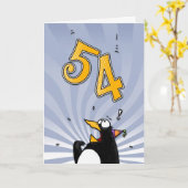 54. Geburtstag - Pinguin-Überraschungs-Karte Karte (Gelbe Blume)