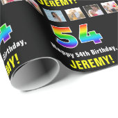 54. Geburtstag: Regenbogen "54"; kundenspezifische Geschenkpapier (Rolleneckpunkt)