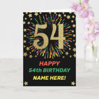 54. Geburtstag Regenbogen Feuerwerk Gold Glückwuns