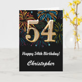 54. Geburtstag Regenbogen Feuerwerke Schwarz und G Karte (Gelbe Blume)